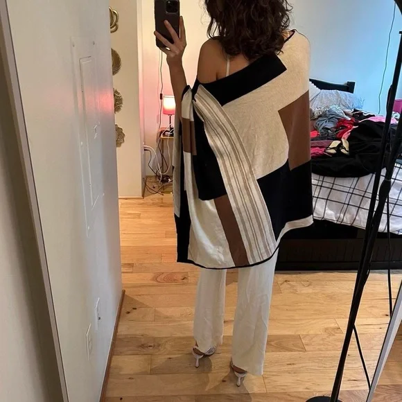 Charter Club Brown and Black Poncho - Picture 3 of 4